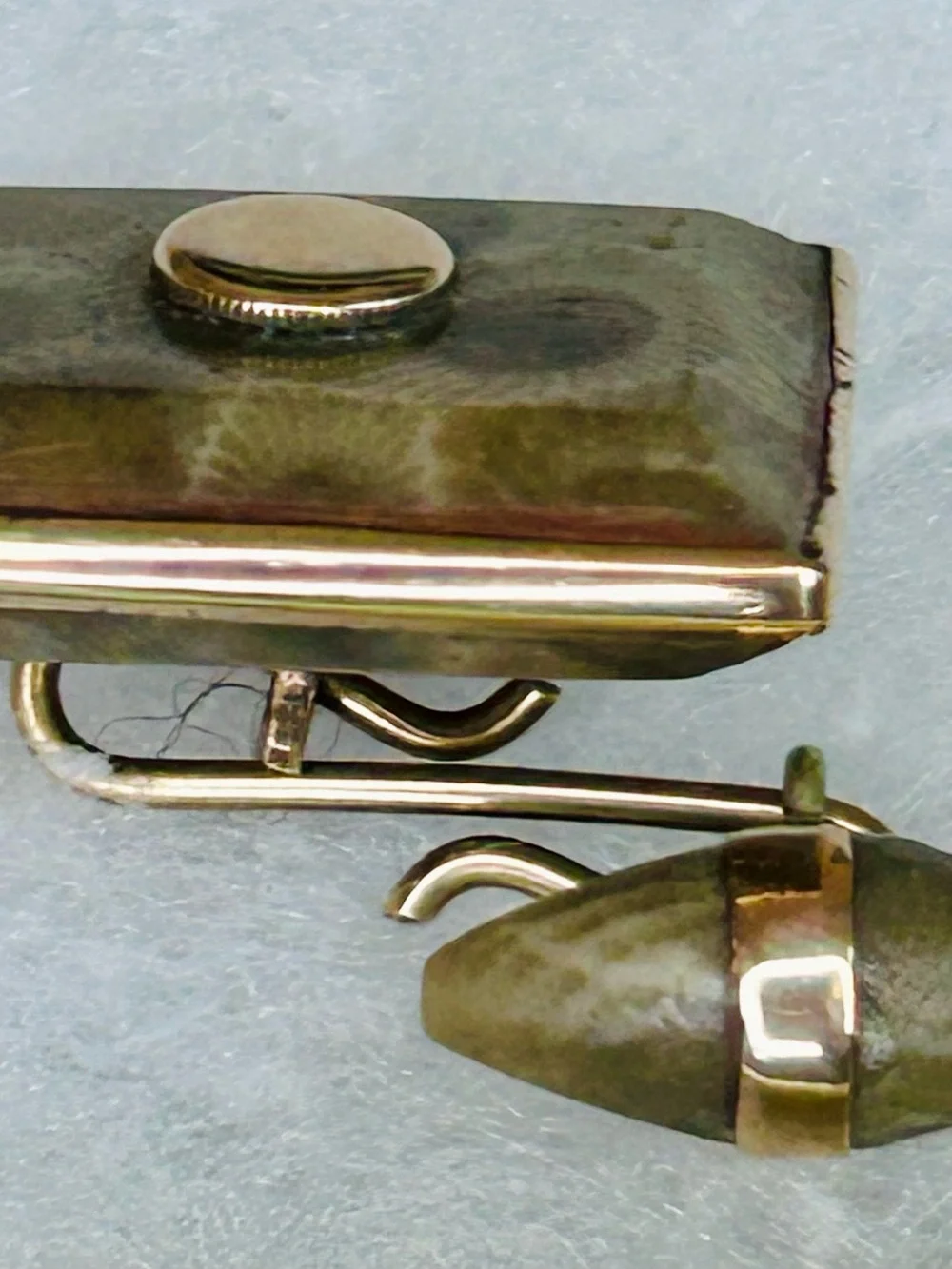 Rare Vintage Petoskey Stone & 10K Gold Accent Cuff Links (c. 1940s–1960s)